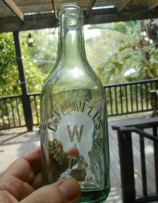 Antique C.  1900s Embossed Soda Bottle G.  W.  Wells Santa Ana (ca) Mug Base