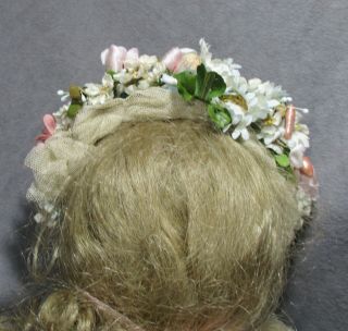 Vintage Doll Hat - Garland - Headband - Pink & Ivory Flowers w/Pearly Berries 3
