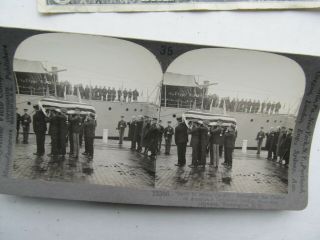 Rare Antique Wwi Stereo Photo,  Removing Casket Of The Unknown Soldier From Ship