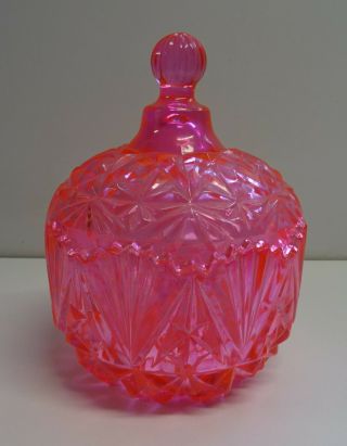 Rare Uranium Pink Manganese Glass Comport Star And Fan