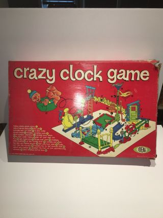 Rare Vtg 1964 Crazy Clock Game Ideal Board Game Complete Missing One Marble