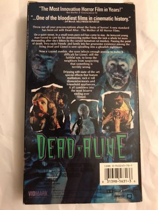 Dead Alive VHS,  1994,  Unrated Horror Peter Jackson Tape Gore Cult SOV Rare 3