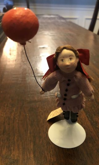 Rare Small People By Cecily Doll 1979 Signed By Artist - Girl With Orange Balloon