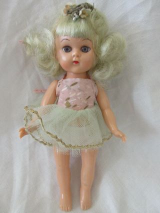 Vtg.  Lollypop Virga Ballerina 8 " Doll Blonde Green Hair Point Toes Ginnys Friend