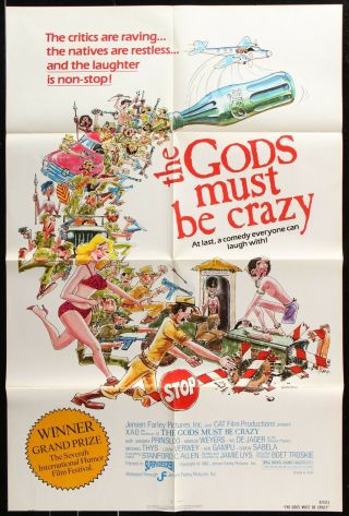 The Gods Must Be Crazy 1984 Rare Art 1 Sheet Movie Poster 1987 27 X 41
