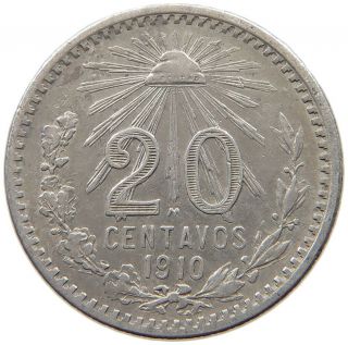 Mexico 20 Centavos 1910 Rare S49 305