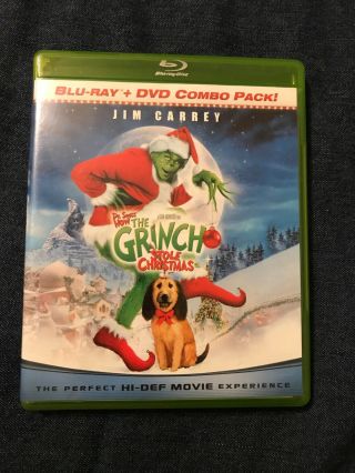 Dr.  Seuss’ How The Grinch Stole Christmas Blu - Ray,  Dvd Rare Green Case