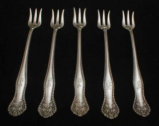 Silverplate National Silver Co.  York Rose / Rose Cocktail Forks - 1910