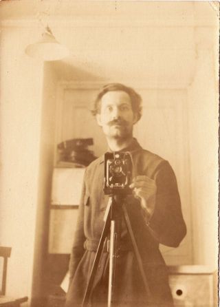 1928 Russia - Photographer - Camera - Early Selfie - Self Portrait Mirror Rare