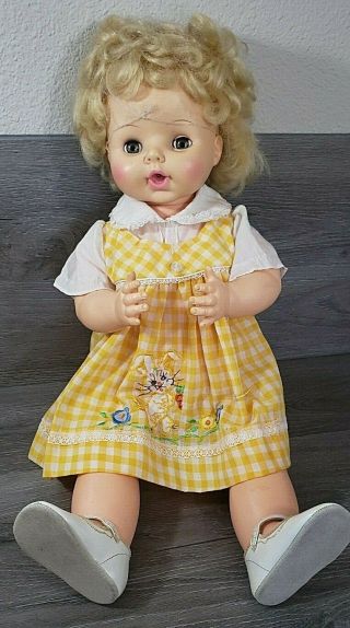Vintage Doll Horsman Blonde - Blue Sleepy Eye Thirsty Walker T211 14 Doll