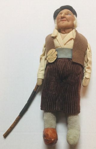 Bernard Ravca Stockinette Old Man Doll With Tag C.  1930 