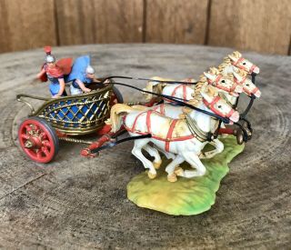 Rare 1960s Hausser Elastolin Roman Chariot 40mm 4 Horses 2 Soldiers