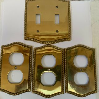 Brass And Antique Rope Edge Vintage Light Switch Wall Plate Covers Set Of 4