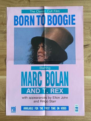 Marc Bolan T.  Rex - Born To Boogie - Rare 1991 Uk Promo Poster Glam Rock