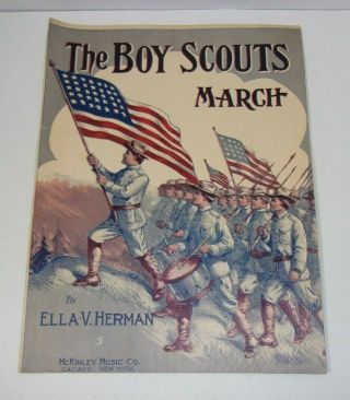 Antique The Boy Scouts March Sheet Music By Ella V.  Herman