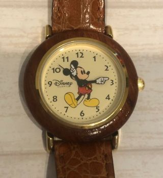 Vintage Disney Time Mickey Mouse Women’s Watch Brown W/ Tin Rare