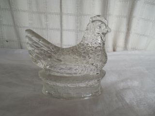 Antique Jeanette Glass Co Clear Glass Chicken Hen Candy Container