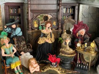 Vintage Miniature Dollhouse ARTISAN Victorian Wicker Plant In Stand OOAK 1:12 2