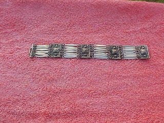 Vintage Mexico Sterling Silver 925 Bracelet Wide Chain Chunky Link 7 1/2 "