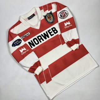 Vintage 90s Wigan Rugby League Shirt Jersey Ellgren Norweb Size S Rare