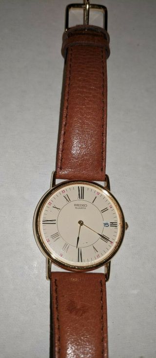 Vintage SEIKO 5Y39 - 7010 Gold Tone Date Men ' s Watch 2