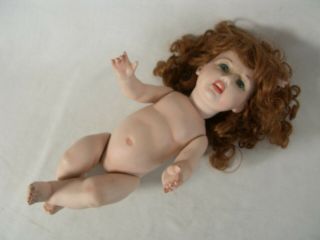 Vintage Articulated Doll Porcelain Large 16 In.  Child Head Painted Blue Eyes