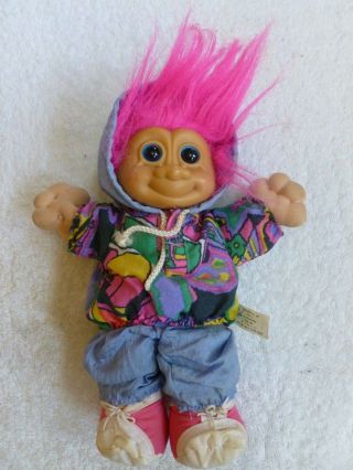 Vintage Plush Russ Troll Pink Hair 90s Windbreaker Parachute Track Suit Outfit