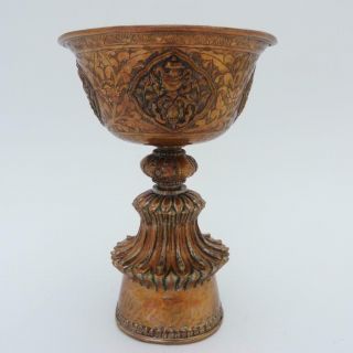 Rare Tall Antique Himalayan Copper Yak Butter Lamp,  Circa 1810