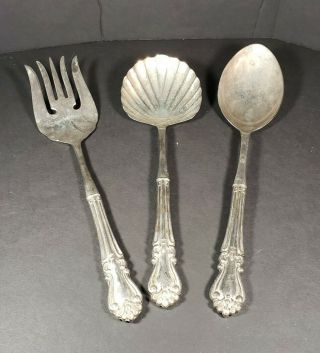 Vintage Silver Plate Serving Utensils Spoon Fork Set Of 3