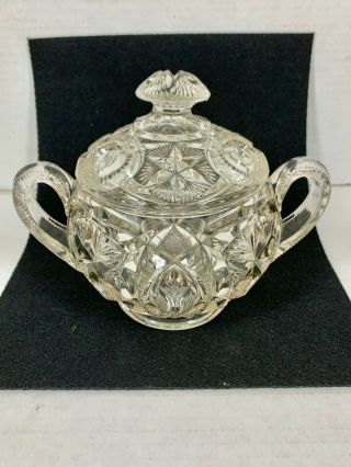 Vintage Cut Glass Candy Dish With Lid - Star Pattern