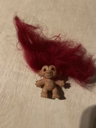 Vintage She 1964 Hi Pencil Topper Troll Doll Rare Ruby Colored Long Mohair