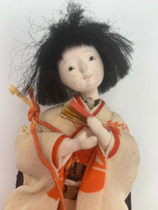 Vintage Antique Japanese Ichimatsu Bisque Head Gofun Doll Silk Robes