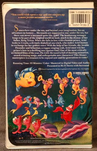 RARE Black Diamond Classic Walt Disney’s The Little Mermaid VHS 913 Banned Cover 3