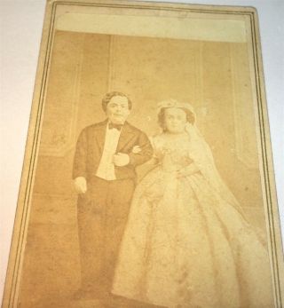 Antique Victorian American Famous Circus Little Person Tom Thumb Wife Cdv Photo