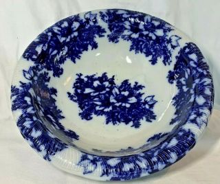 Antique Flow Blue Basin Bowl Ironstone England 19” Vanity Wash Bowl Blue & White