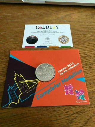 Rare London 2012 Olympic Games Sports 50p Official Completer Medallion.