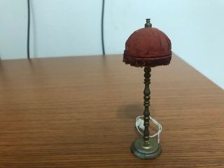 Dollhouse Vintage Brass Floor Lamp With Fabric Shade 1950s Style Rare