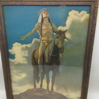 Vintage Appeal To The Great Spirit Native Horse Antique Frame 17.  5 X 13.  5