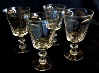 Vintage Set 4 Lenox Antique Clear Crystal Hand Blown Water Goblets 6 5/8 " Signed