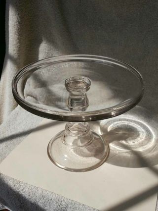 Small Antique Clear Glass Cake Stand Plateau Riser