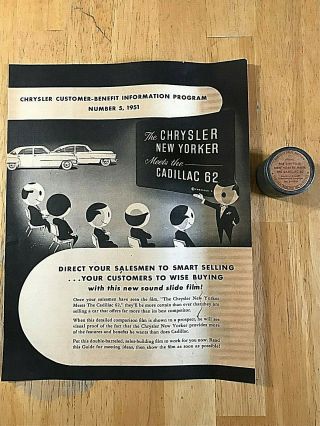 1951 Cadillac Vs.  Chrysler Film Strip And Record Training - Rare