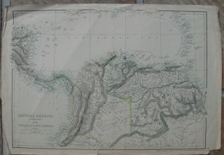 1864 Large Antique Dispatch Atlas Map Central America Panama Venezuela Columbia