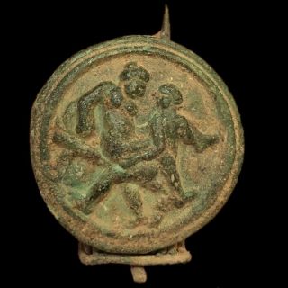 Rare Ancient Roman Bronze Fibula Brooch - With Erotic Scene 200 - 400 Ad (7)