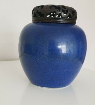 Antique Chinese Blue Glaze Covered Jar