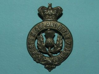 Rare Victorian Perth Highland Rifle Volunteers Cap Badge - 100