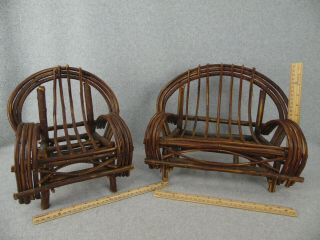 2 Pc Vintage Wooden Doll Chair Hand Made Carved Furniture For 18 ",  Size Doll