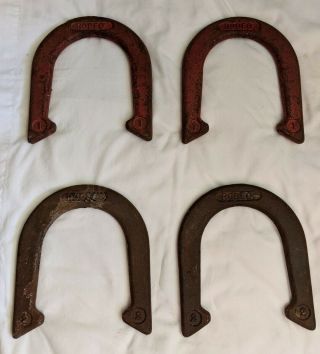 Set Of 4 Antique Vintage Rodeo Pitching Horseshoes 1 & 2 - - - - 2 Lbs 6 Oz.  Each