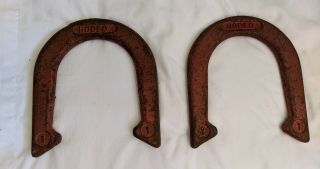 Set of 4 ANTIQUE Vintage RODEO Pitching HORSESHOES 1 & 2 - - - - 2 Lbs 6 Oz.  Each 2