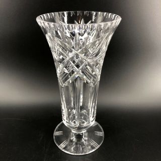 Stunning Vintage Tall Large 10 " Etched Glass Vase Crystal Footed Floral Design