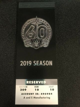2019 Oakland Raiders Season Ticket Stub Book Untorn Rare Still Intact